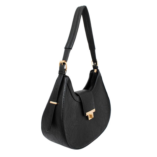 Shoulder Handbag Black Flap Rounded Bag for Women - Premium Wholesale Fashion Accessories from Pinktown - Just $33! Shop now at chiquestyles