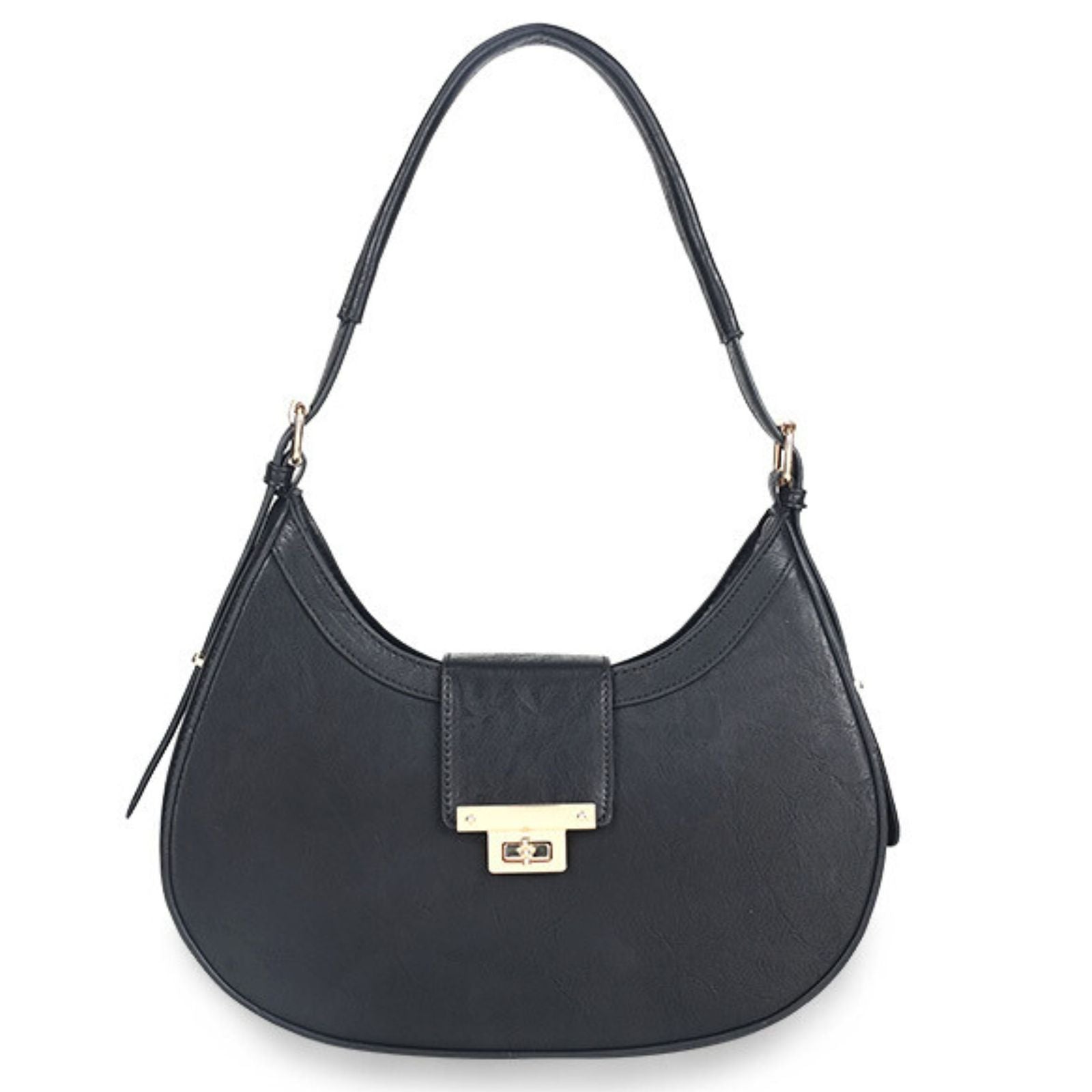 Shoulder Handbag Black Flap Rounded Bag for Women - Premium Wholesale Fashion Accessories from Pinktown - Just $33! Shop now at chiquestyles