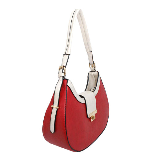 Shoulder Handbag Red Flap Rounded Bag for Women - Premium Wholesale Fashion Accessories from Pinktown - Just $33! Shop now at chiquestyles