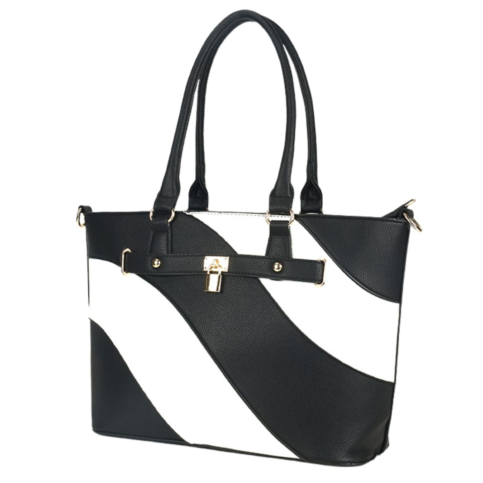 Tote Black and White Stripe Handbag for Women - Premium Wholesale Fashion Accessories from Pinktown - Just $36! Shop now at chiquestyles