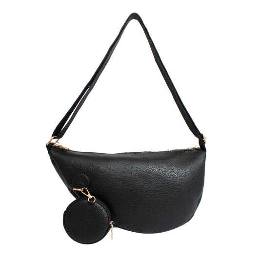 Crossbody Black Round Pouch Bag Set for Women - Premium Wholesale Fashion Accessories from Pinktown - Just $32! Shop now at chiquestyles