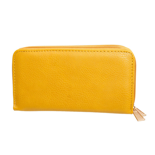 Zipper Wallet Mustard Soft Grain for Women - Premium Wholesale Fashion Accessories from Pinktown - Just $10! Shop now at chiquestyles