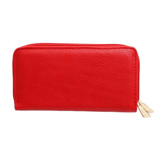 Zipper Wallet Red Soft Grain for Women - Premium Wholesale Fashion Accessories from Pinktown - Just $10! Shop now at chiquestyles