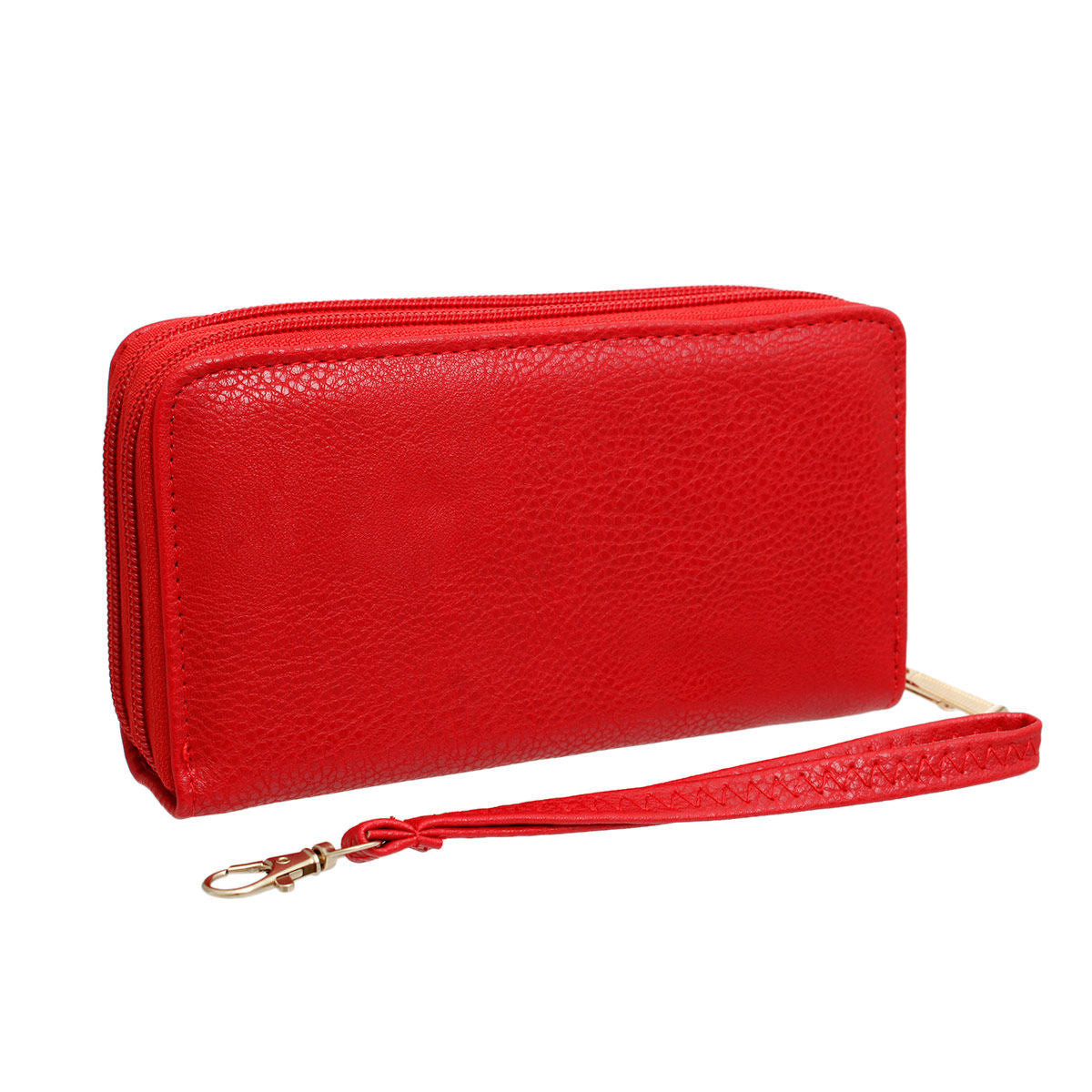 Zipper Wallet Red Soft Grain for Women - Premium Wholesale Fashion Accessories from Pinktown - Just $10! Shop now at chiquestyles