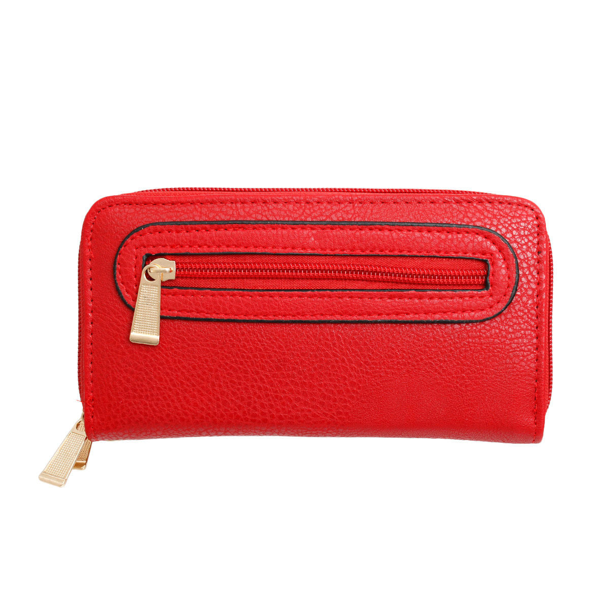 Zipper Wallet Red Soft Grain for Women - Premium Wholesale Fashion Accessories from Pinktown - Just $10! Shop now at chiquestyles