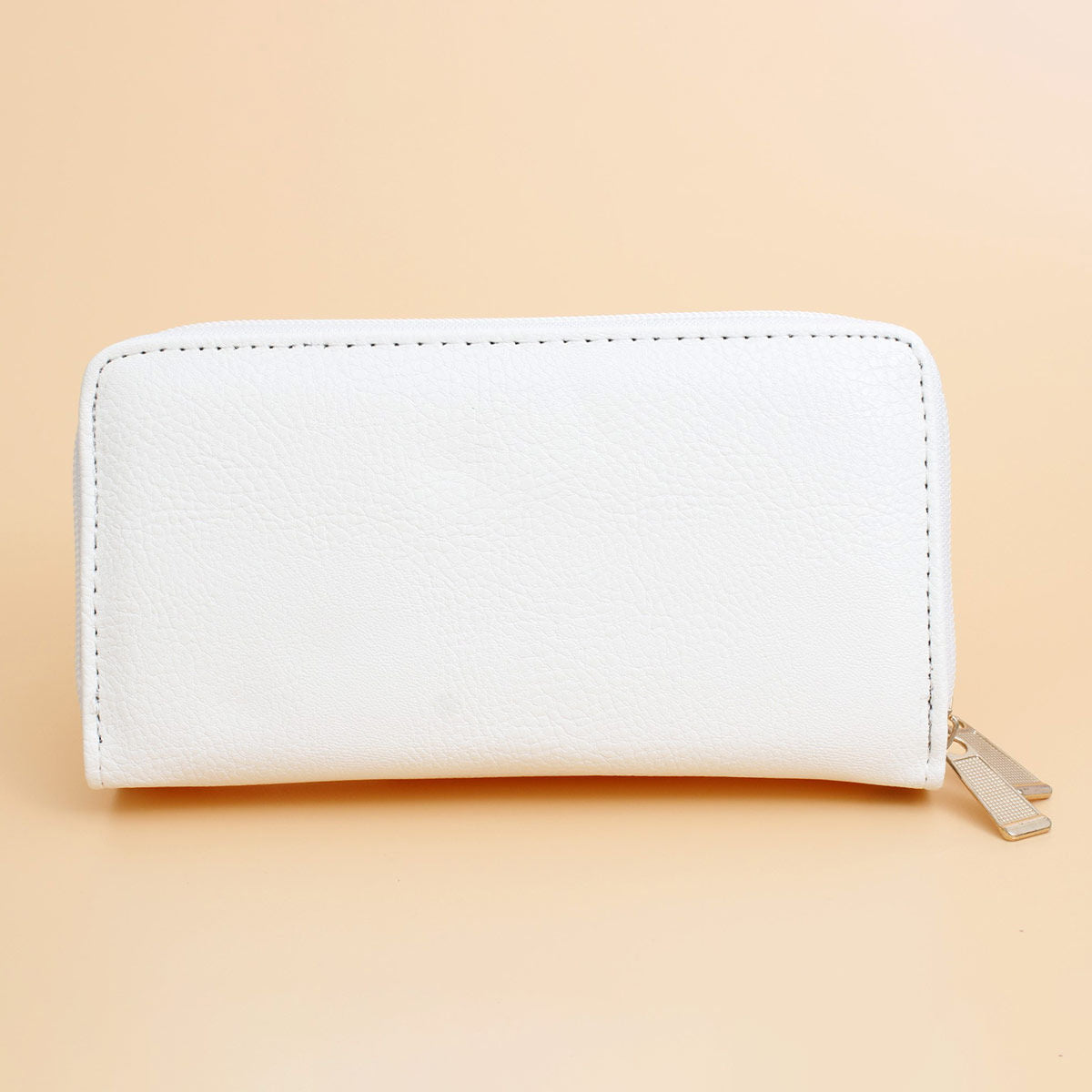 Zipper Wallet White Soft Grain for Women - Premium Wholesale Fashion Accessories from Pinktown - Just $10! Shop now at chiquestyles