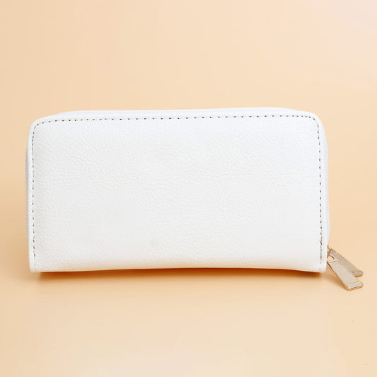 Zipper Wallet White Soft Grain for Women - Premium Wholesale Fashion Accessories from Pinktown - Just $10! Shop now at chiquestyles