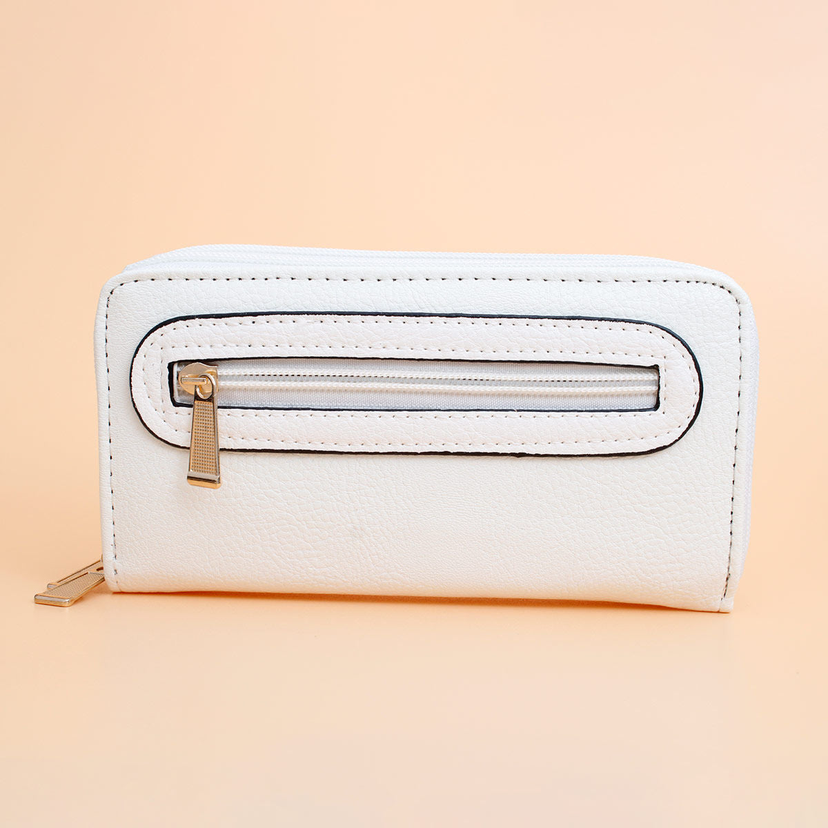 Zipper Wallet White Soft Grain for Women - Premium Wholesale Fashion Accessories from Pinktown - Just $10! Shop now at chiquestyles