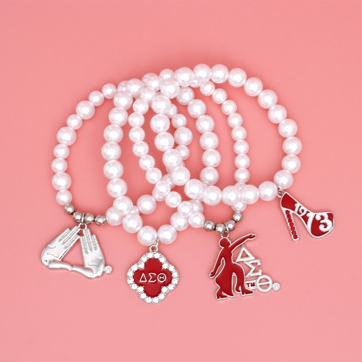 Updated DST White Pearl Charm Bracelets for Women