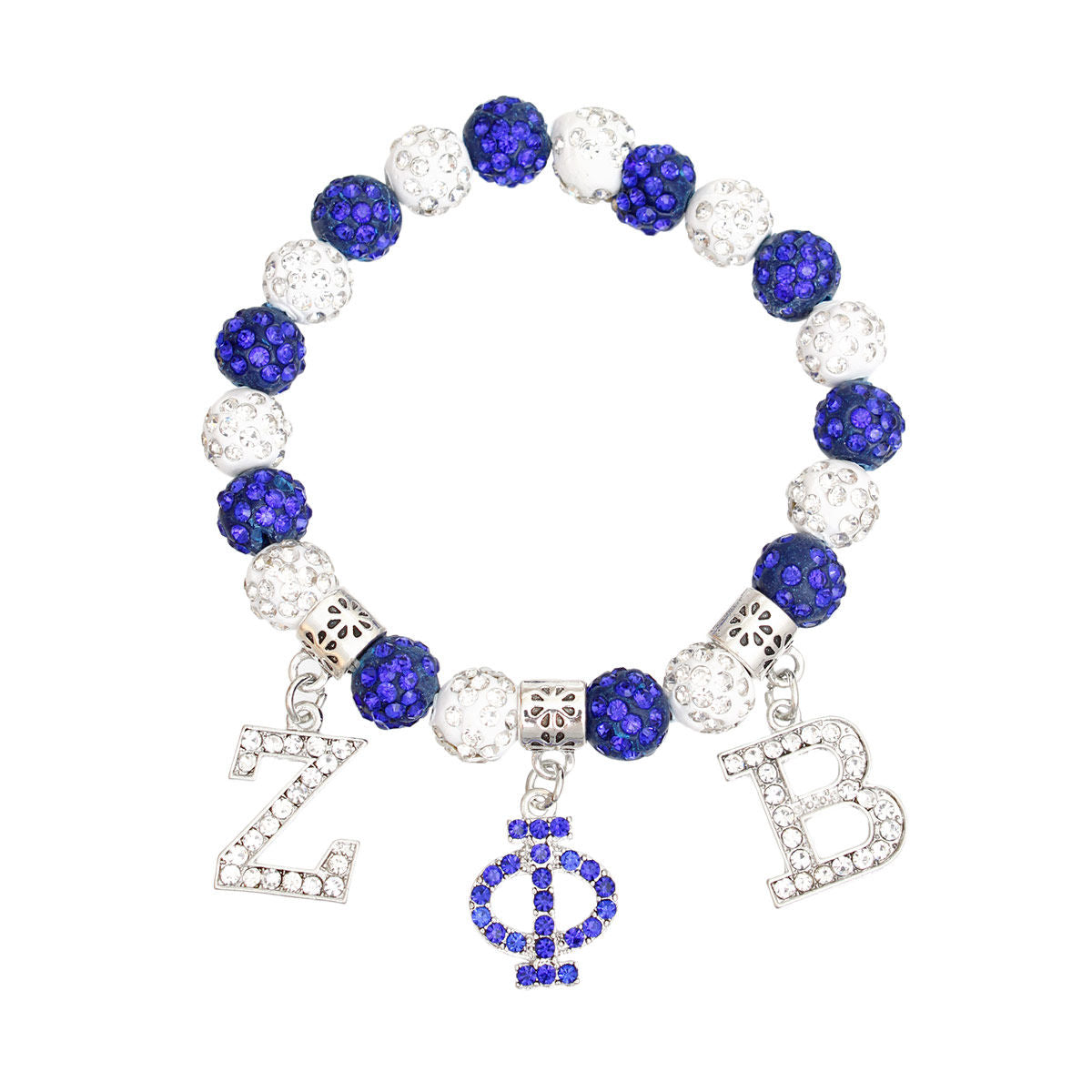 ZPB Sorority Blue White Bling Letter Bracelet - Premium Zeta Phi Beta Paraphernalia from Pinktown - Just $12! Shop now at chiquestyles