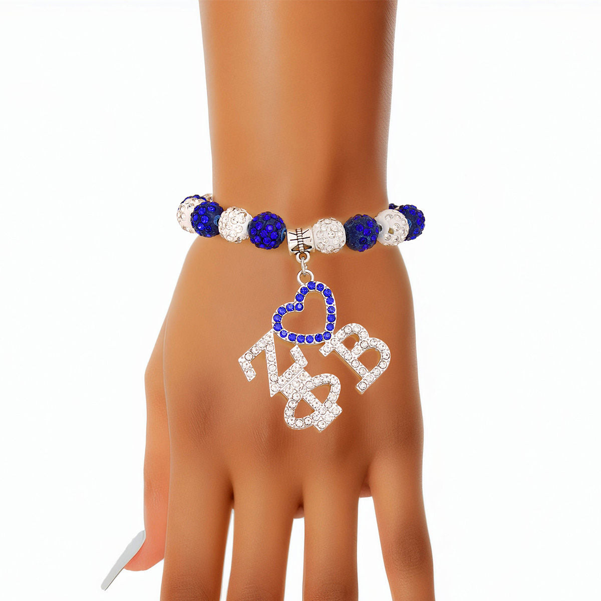 ZPB Blue White Bling Sorority Charm Bracelet - Premium Zeta Phi Beta Paraphernalia from Pinktown - Just $12! Shop now at chiquestyles