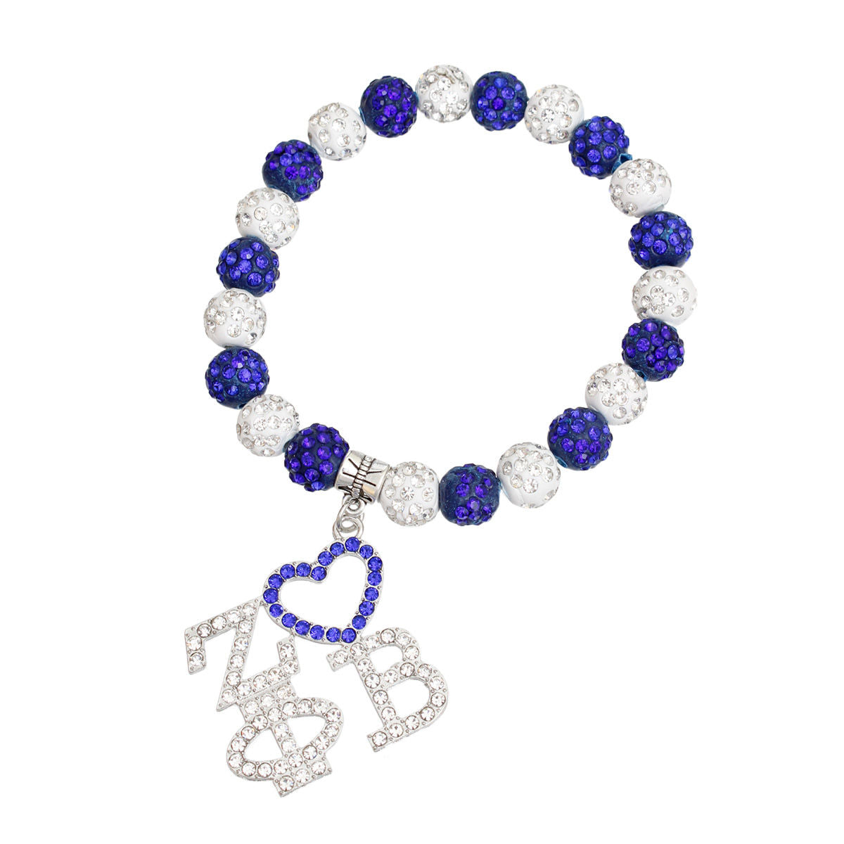 ZPB Blue White Bling Sorority Charm Bracelet - Premium Zeta Phi Beta Paraphernalia from Pinktown - Just $12! Shop now at chiquestyles