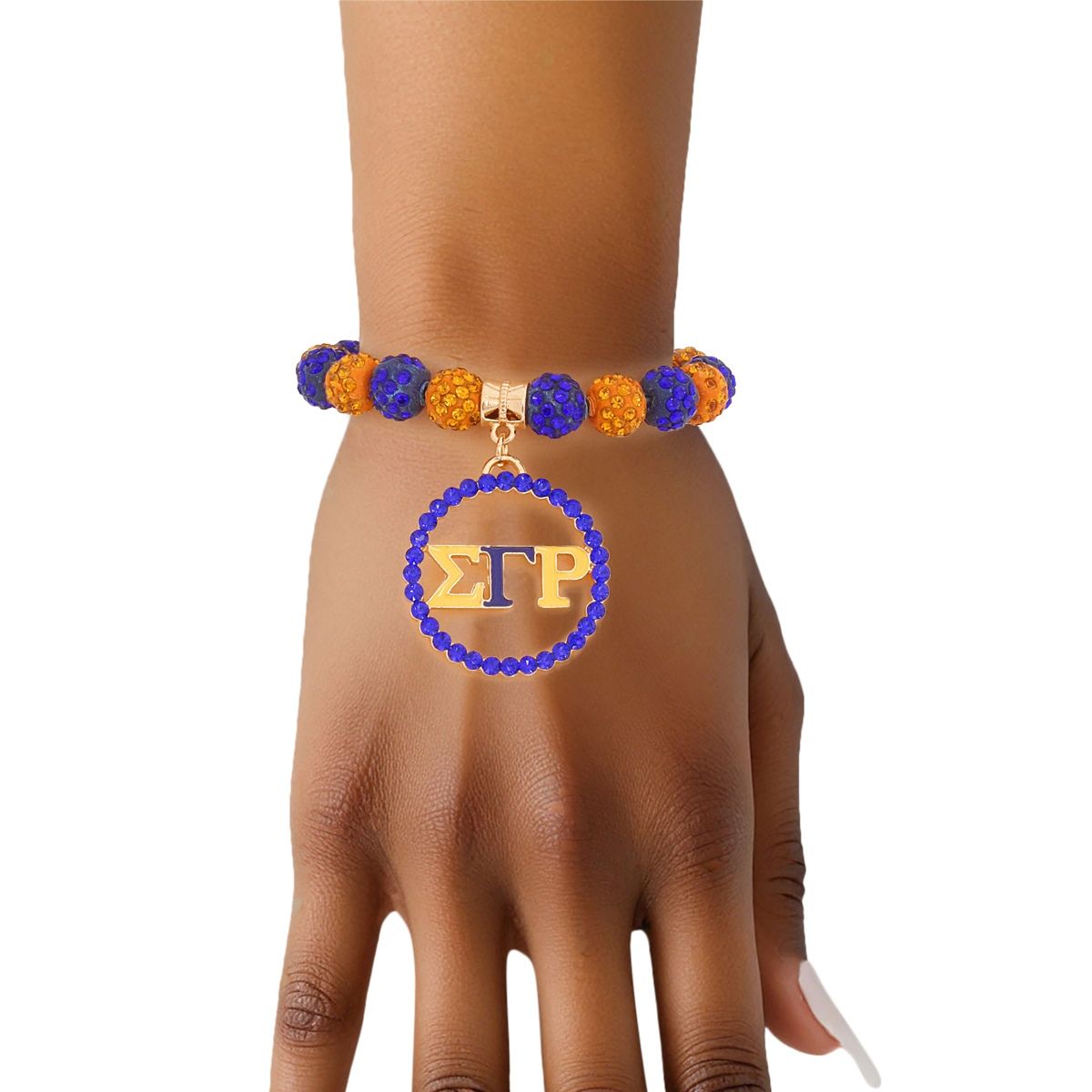 SGRHO Gold Blue Round Charm Luster Bracelet