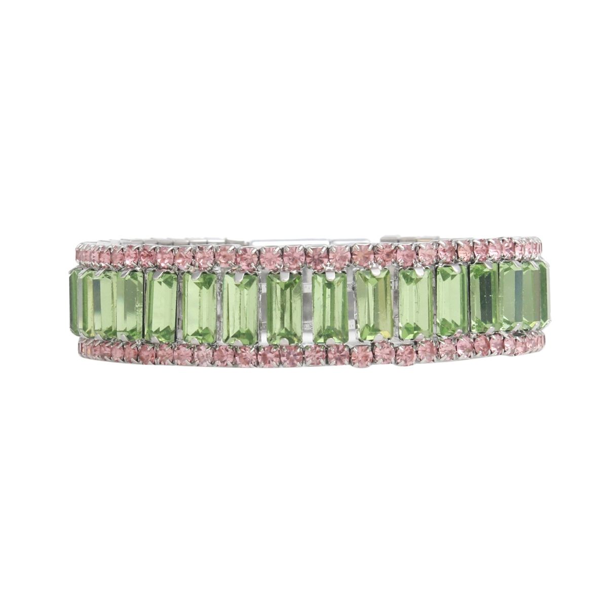 AKA Sorority Green Baguette Bling Tennis Bracelet