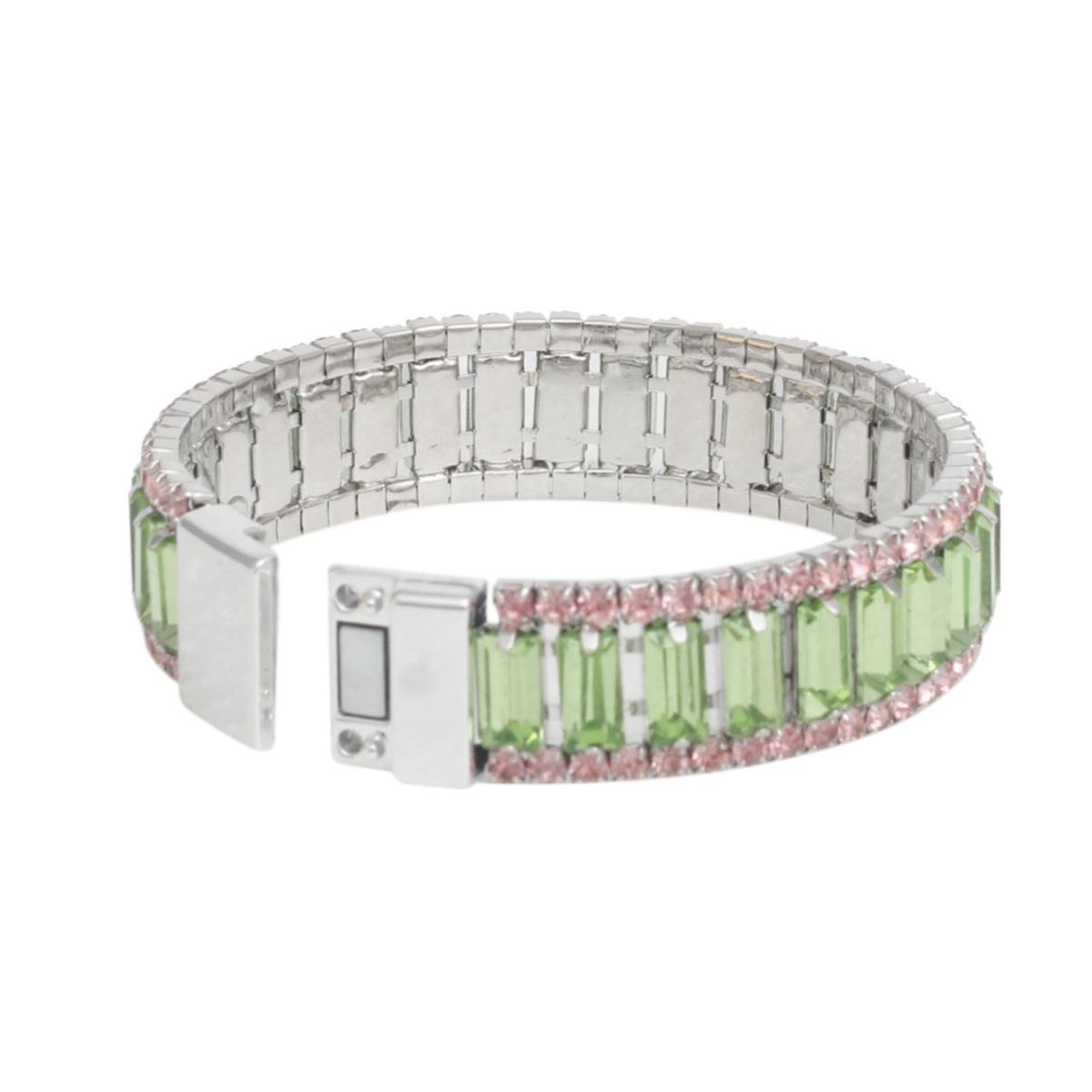 AKA Sorority Green Baguette Bling Tennis Bracelet