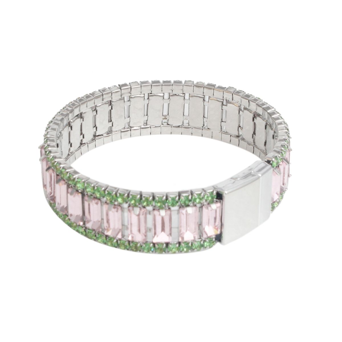 AKA Sorority Pink Baguette Bling Tennis Bracelet