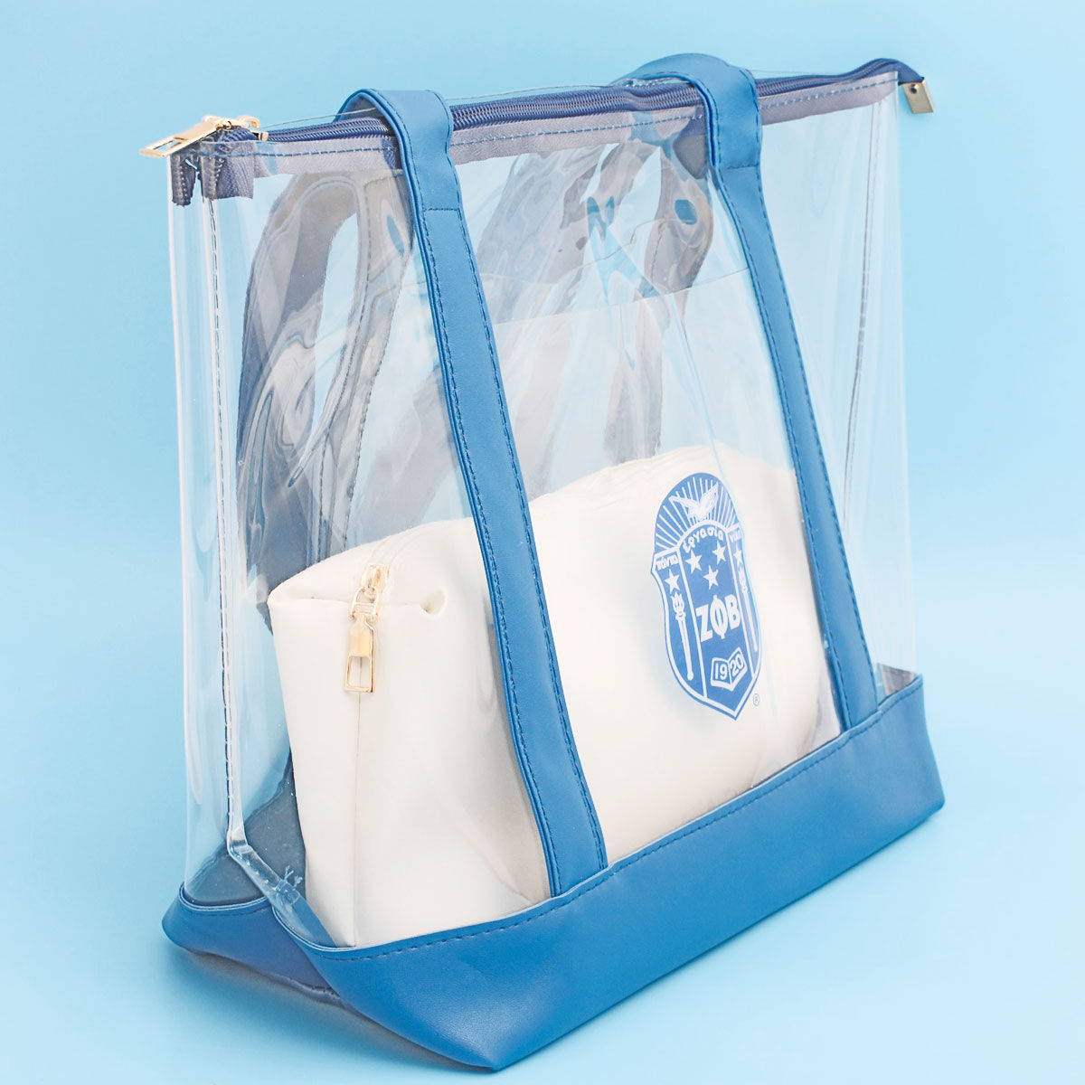 Tote Blue Clear Zeta Sorority Bag for Women - Premium Wholesale Fashion Accessories from Pinktown - Just $29! Shop now at chiquestyles