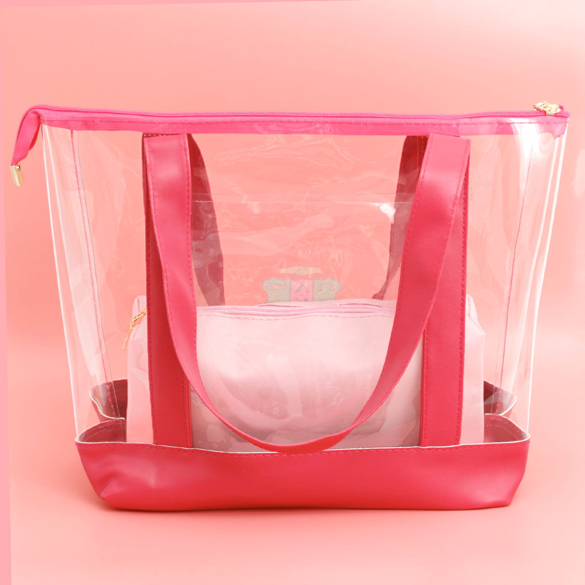 Tote Pink Clear AKA Sorority Bag for Women - Premium Wholesale Fashion Accessories from Pinktown - Just $29! Shop now at chiquestyles