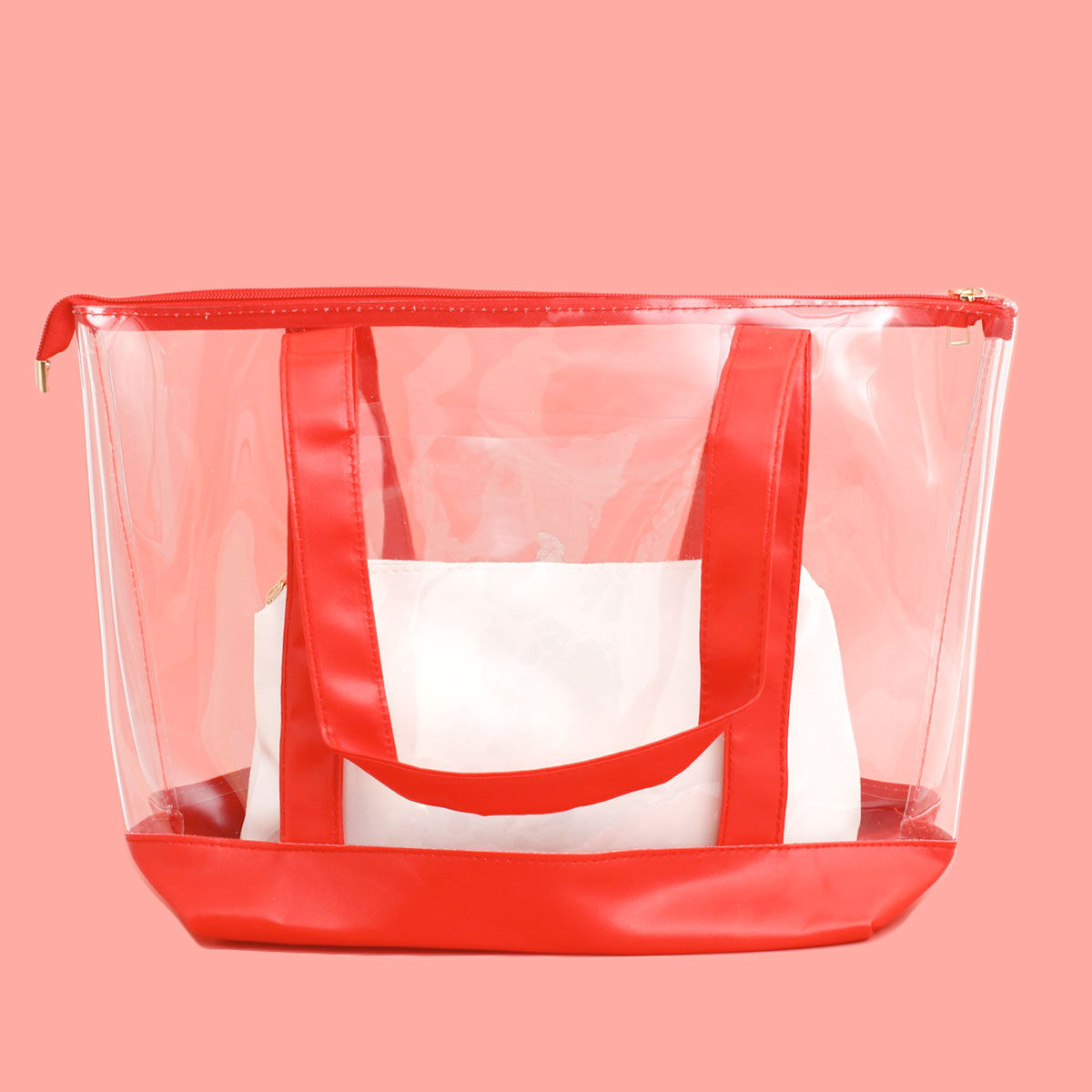 Tote Red Clear Delta Sorority Bag for Women - Premium Wholesale Fashion Accessories from Pinktown - Just $29! Shop now at chiquestyles