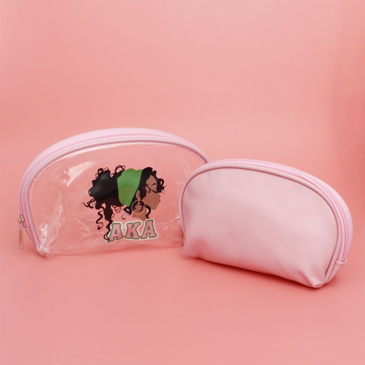 AKA Sorority Pink Cosmetic Pouch Set