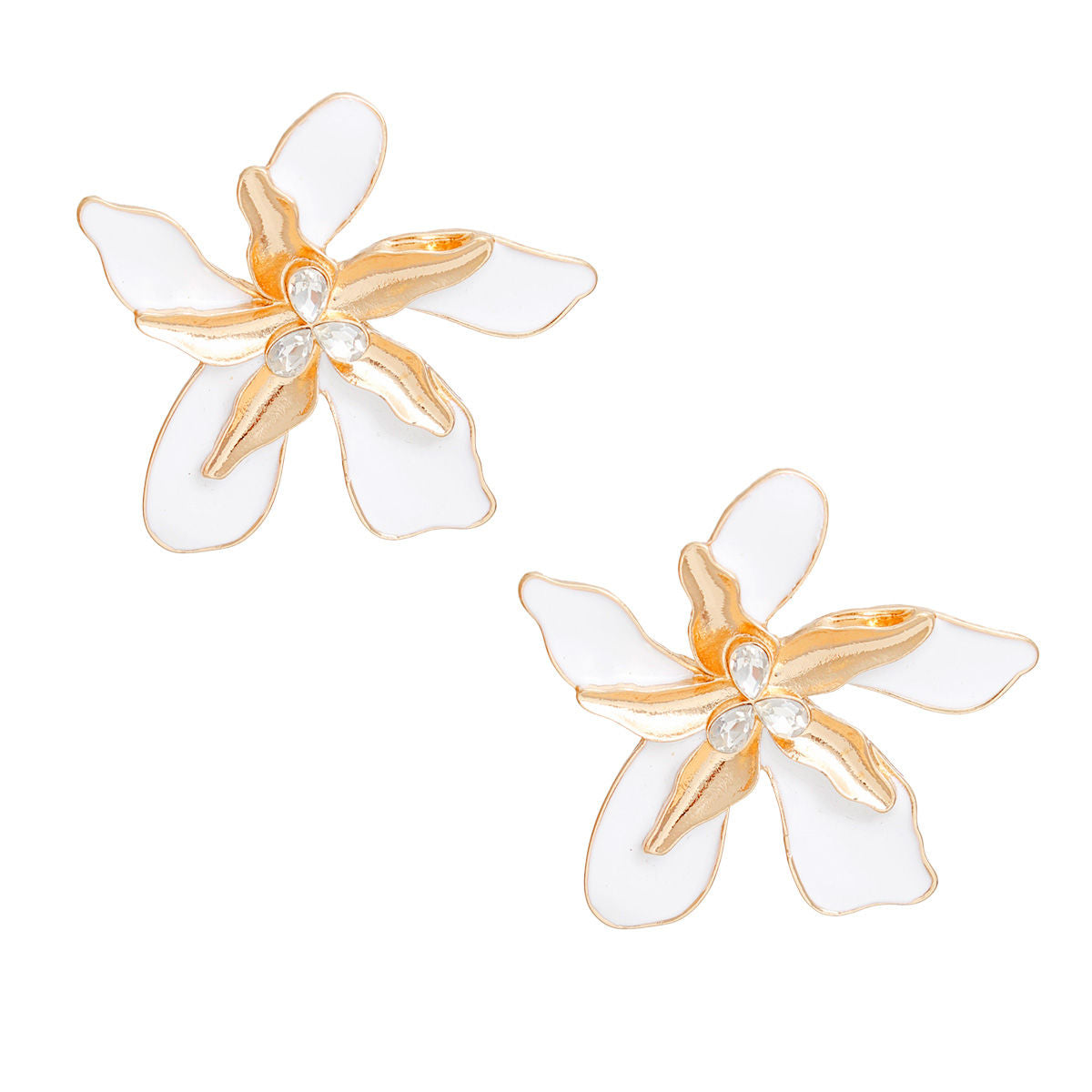 Studs White Gold Tropical Flower Earring for Women - Premium Wholesale Jewelry from Pinktown - Just $13! Shop now at chiquestyles