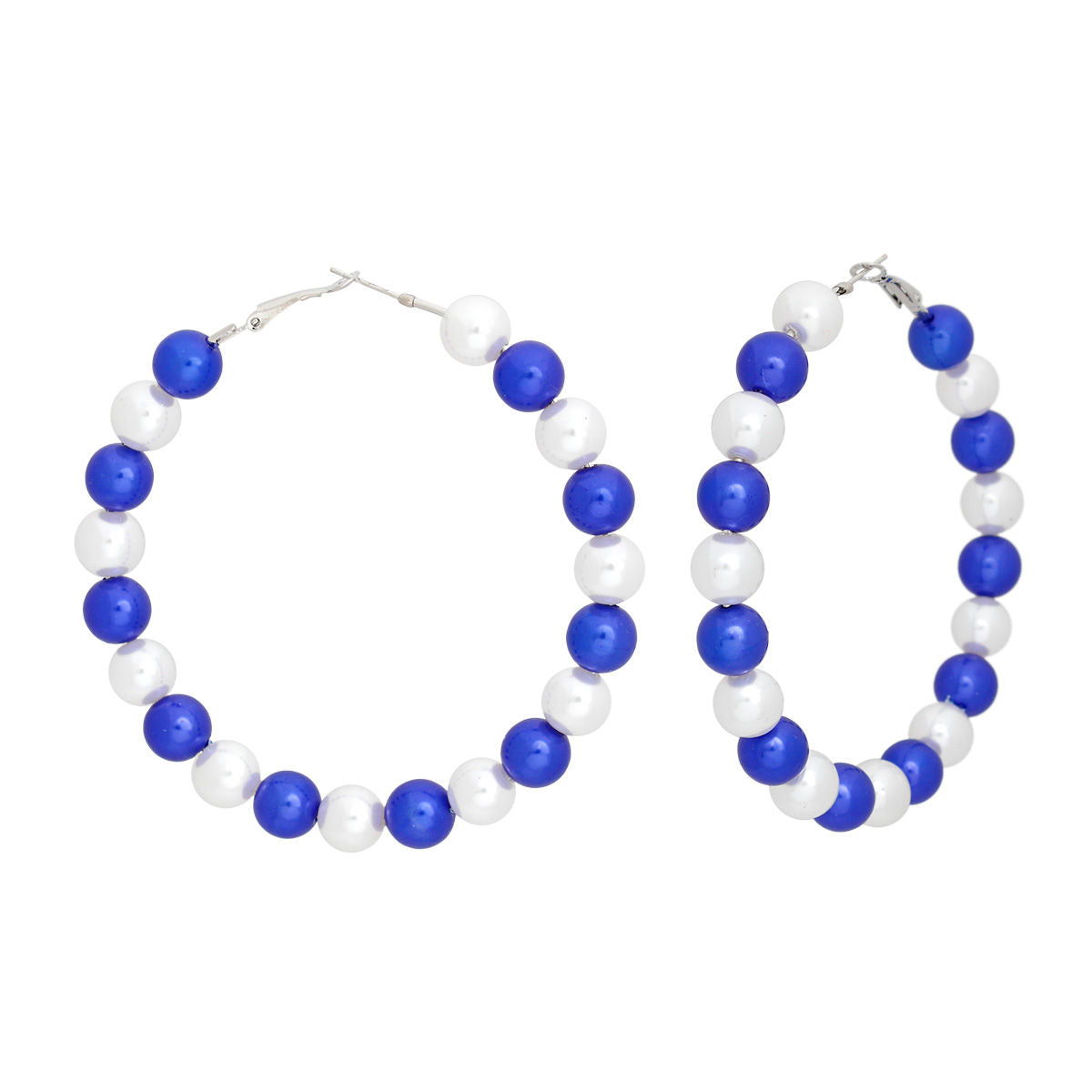 ZPB Sorority Blue White Pearl Hoops for Women - Premium Wholesale Jewelry from Pinktown - Just $5! Shop now at chiquestyles