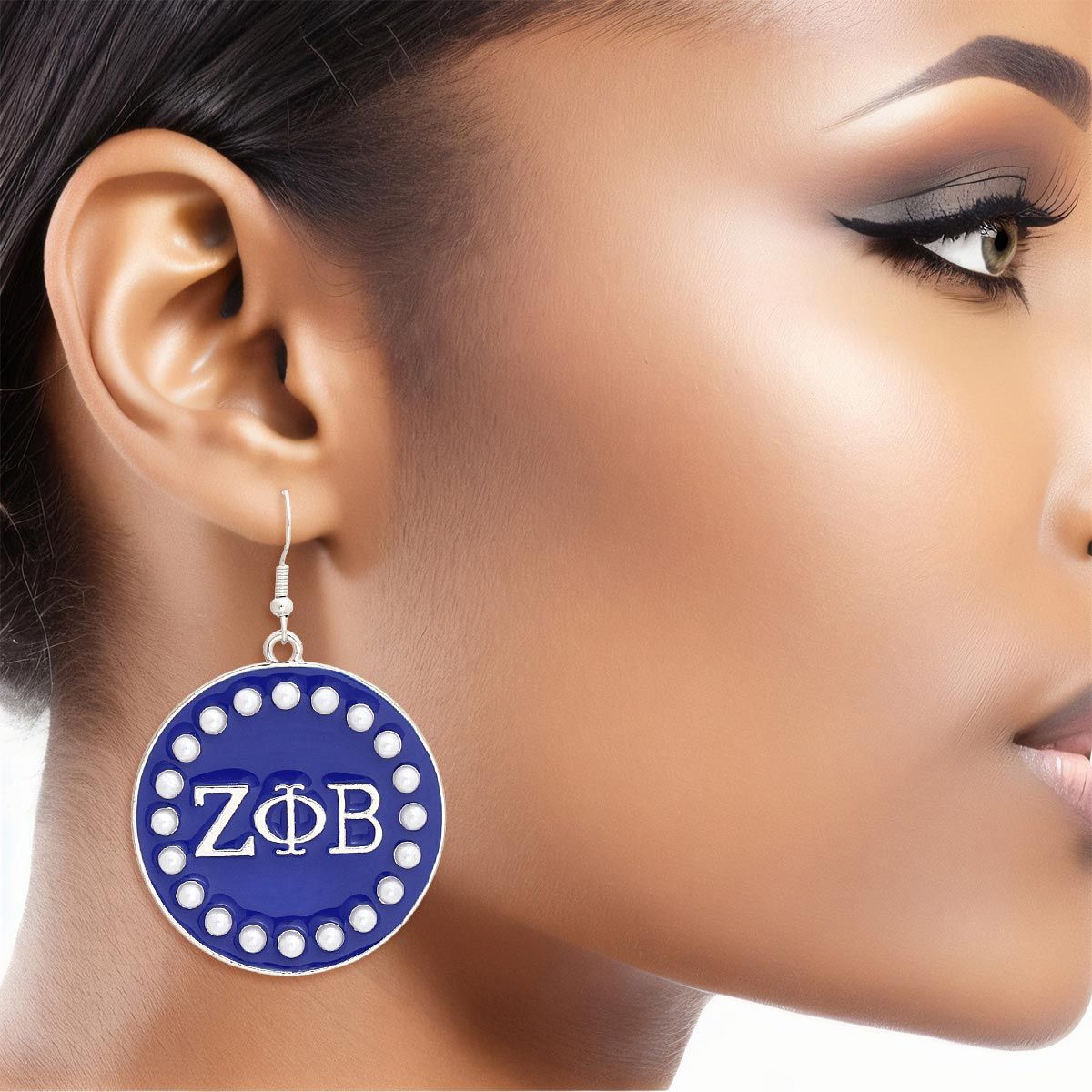 ZPB Sorority Round Blue Fish Hook Earrings - Premium Zeta Phi Beta Paraphernalia from Pinktown - Just $12! Shop now at chiquestyles