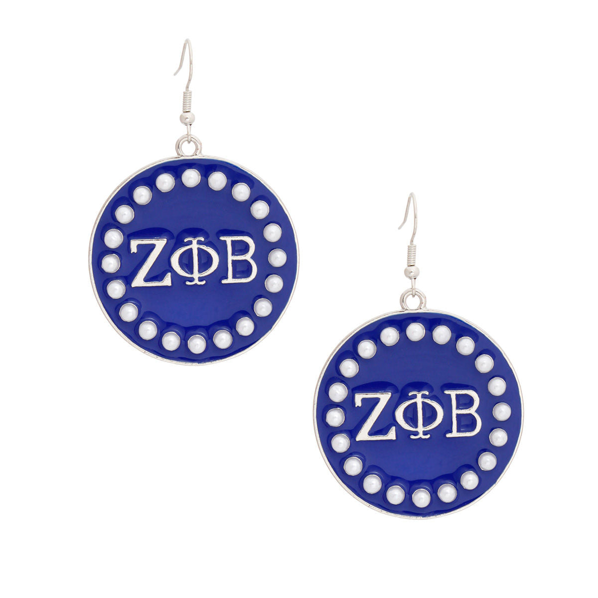 ZPB Sorority Round Blue Fish Hook Earrings - Premium Zeta Phi Beta Paraphernalia from Pinktown - Just $12! Shop now at chiquestyles