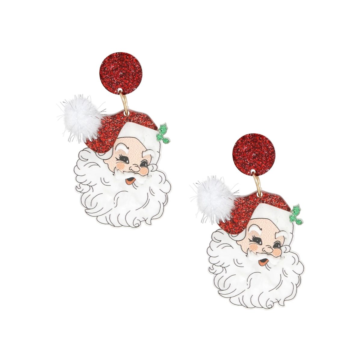 Drop Adorbs Painted Red Hat Santa Earrings Women