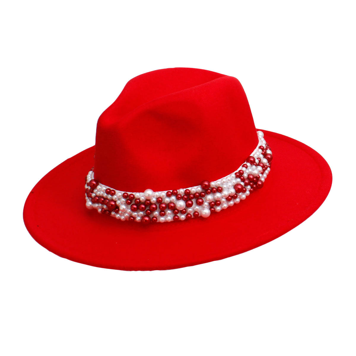 DST Sorority Red Fedora Pearl Band Hat for Women - Premium Wholesale Fashion Accessories from Pinktown - Just $22! Shop now at chiquestyles