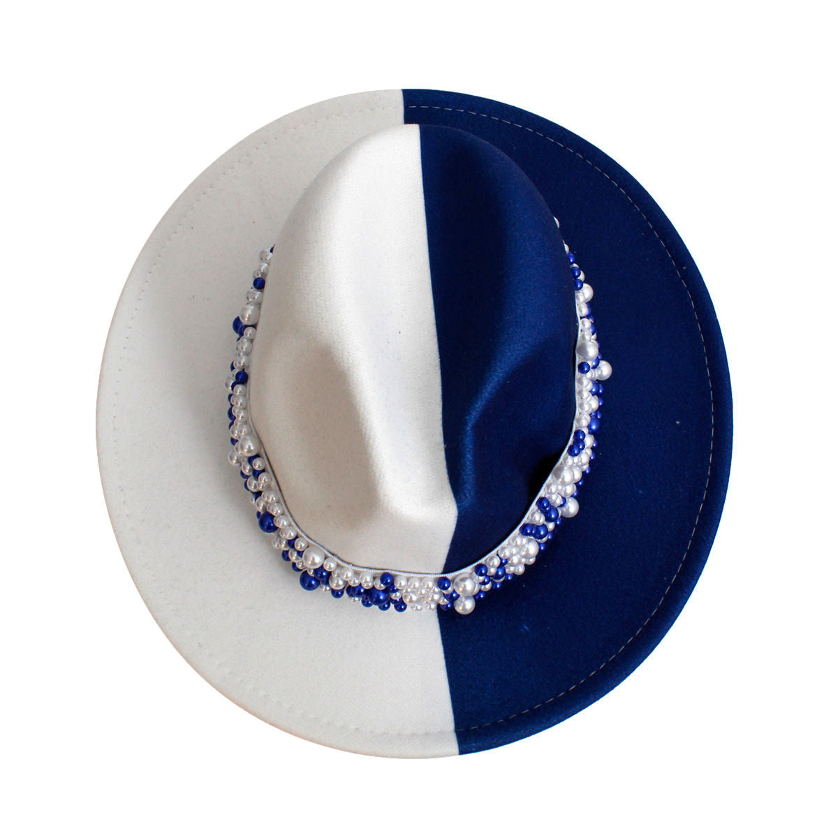 ZPB Sorority Blue White Fedora Pearl Hat for Women - Premium Wholesale Fashion Accessories from Pinktown - Just $25! Shop now at chiquestyles