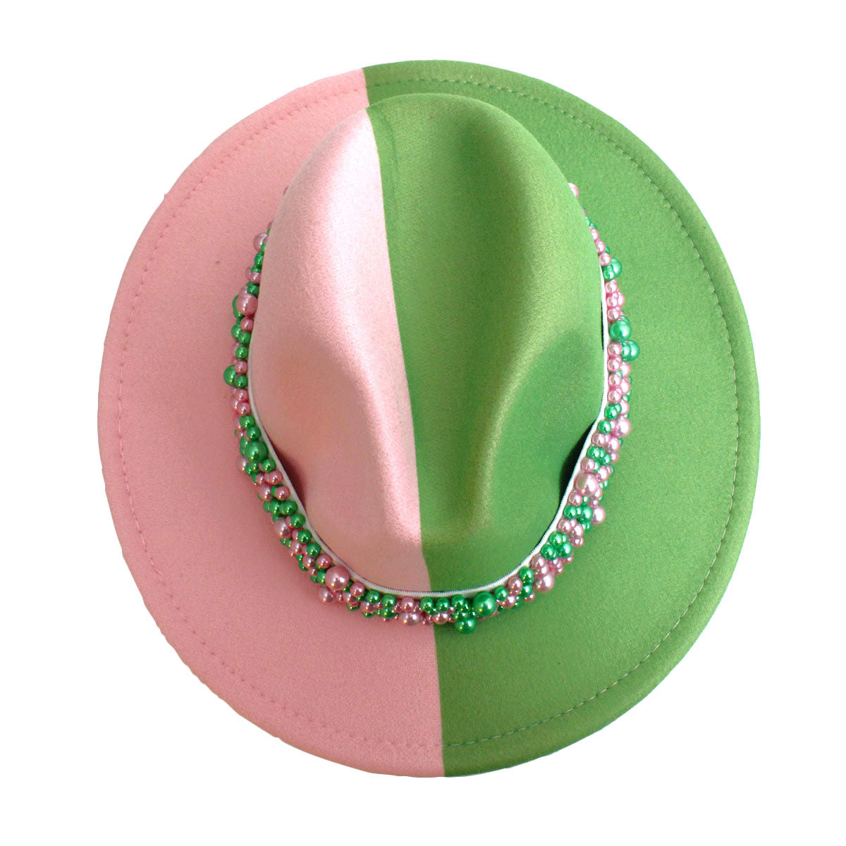 AKA Sorority Pink Green Fedora Pearl Hat for Women - Premium Wholesale Fashion Accessories from Pinktown - Just $22! Shop now at chiquestyles