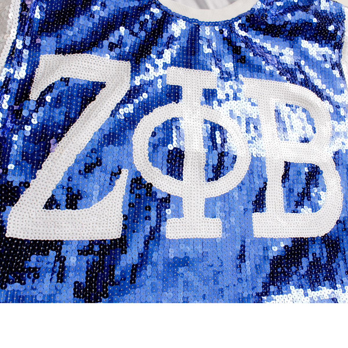 ZPB Sorority Blue and White Sequin Jersey Shirt - Premium Wholesale Boutique Clothing from Pinktown - Just $85! Shop now at chiquestyles