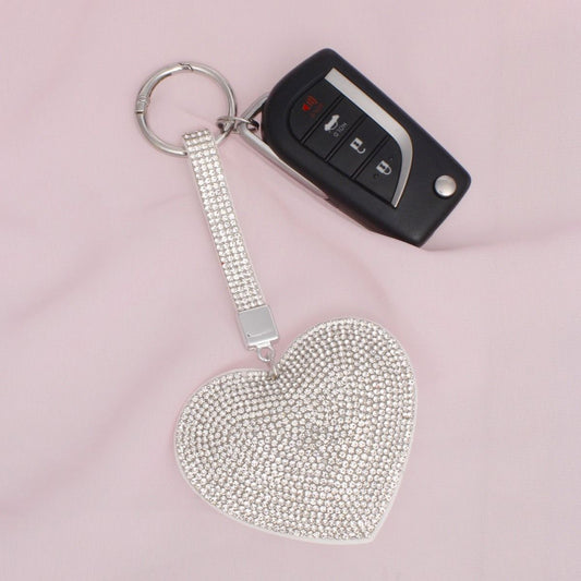 Handbag Clip Gleaming White Heart Padded Charm