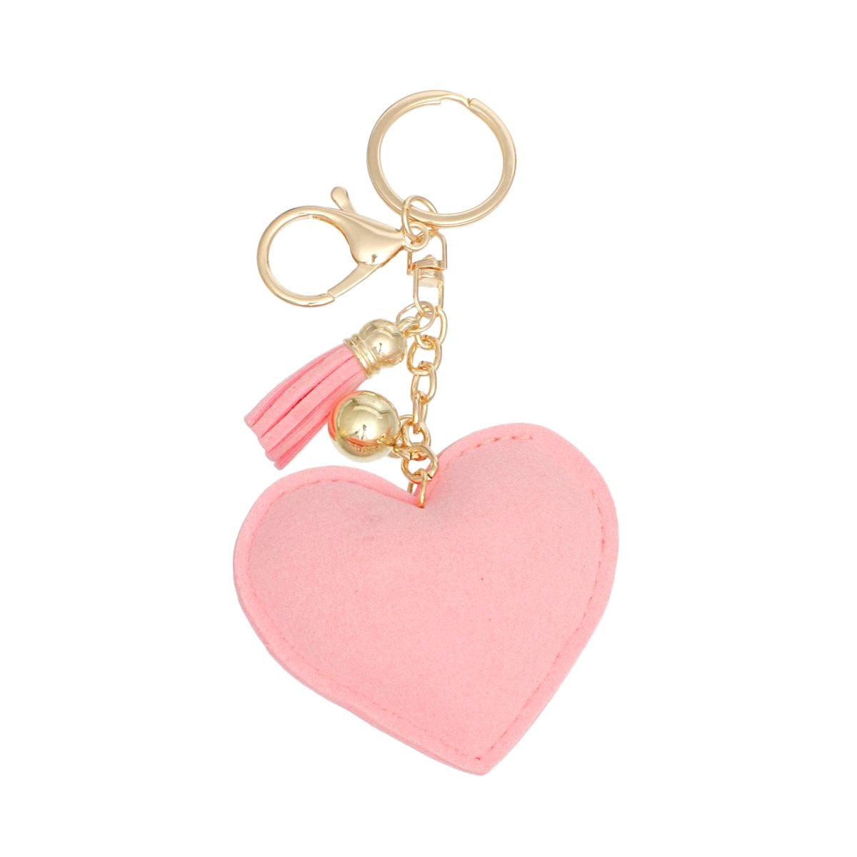 Keychain Sparkling Love Pink Padded Heart Charm