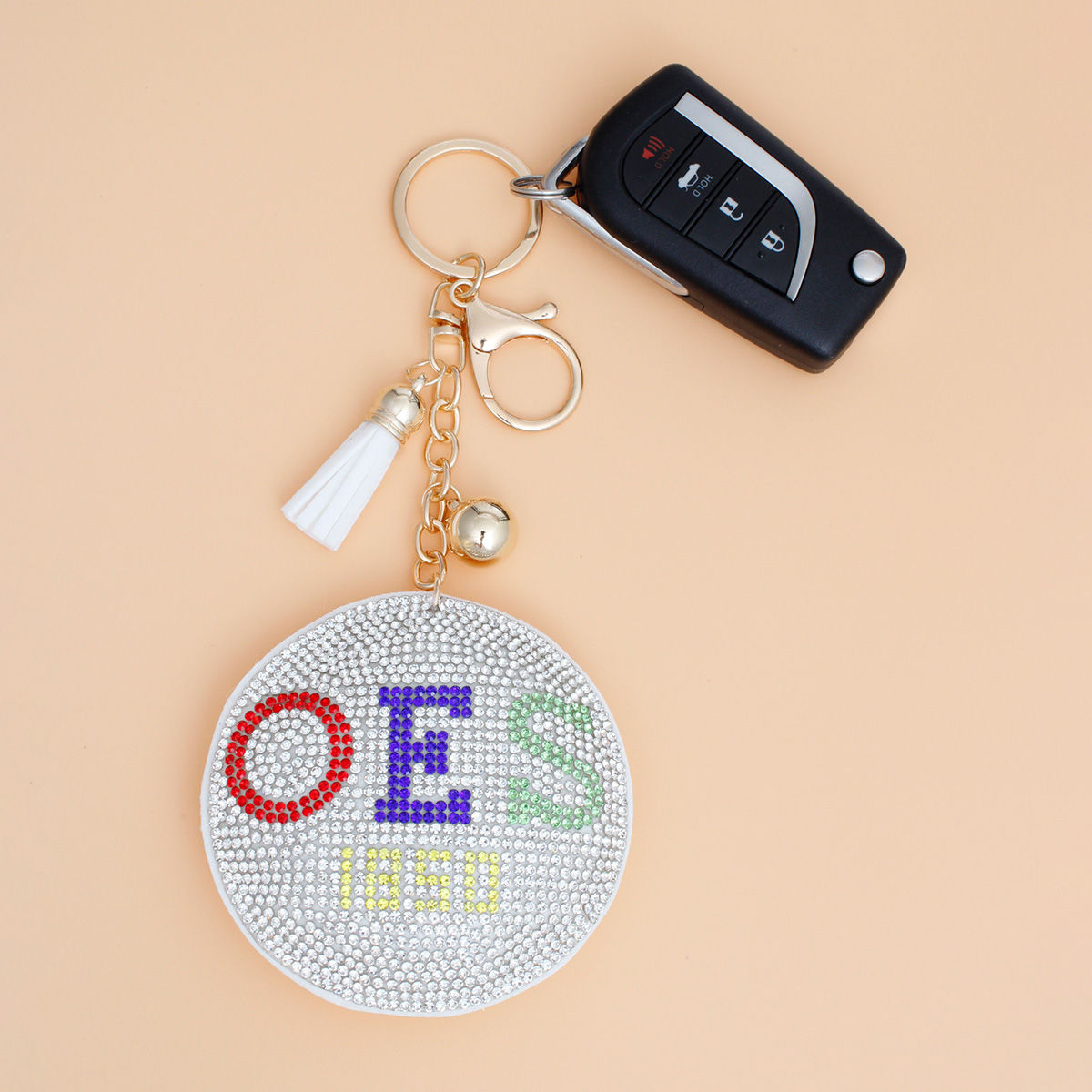 OES Sorority White Padded Sorority Keychain - Premium Wholesale Fashion Accessories from Pinktown - Just $12! Shop now at chiquestyles