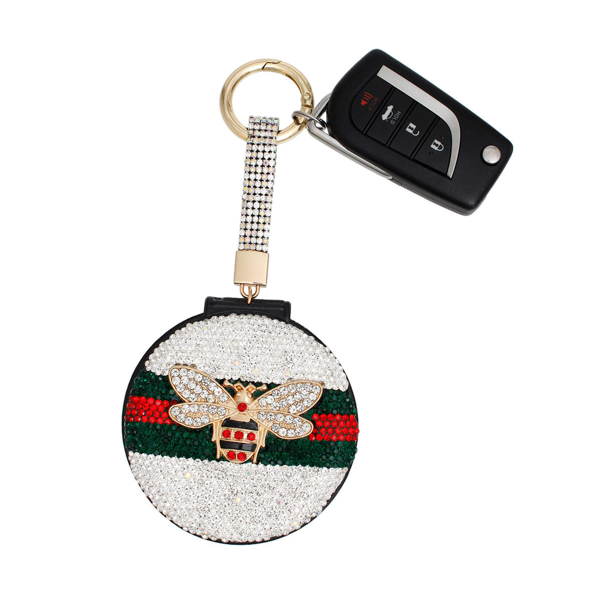 Keychain Italian Luxe Bling Bee Compact Mirror - Premium Wholesale Fashion Accessories from Pinktown - Just $22! Shop now at chiquestyles