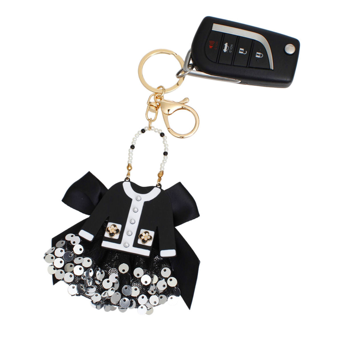 Keychain Luxe Camellia Couture Black Sweater Clip - Premium Wholesale Fashion Accessories from Pinktown - Just $16! Shop now at chiquestyles