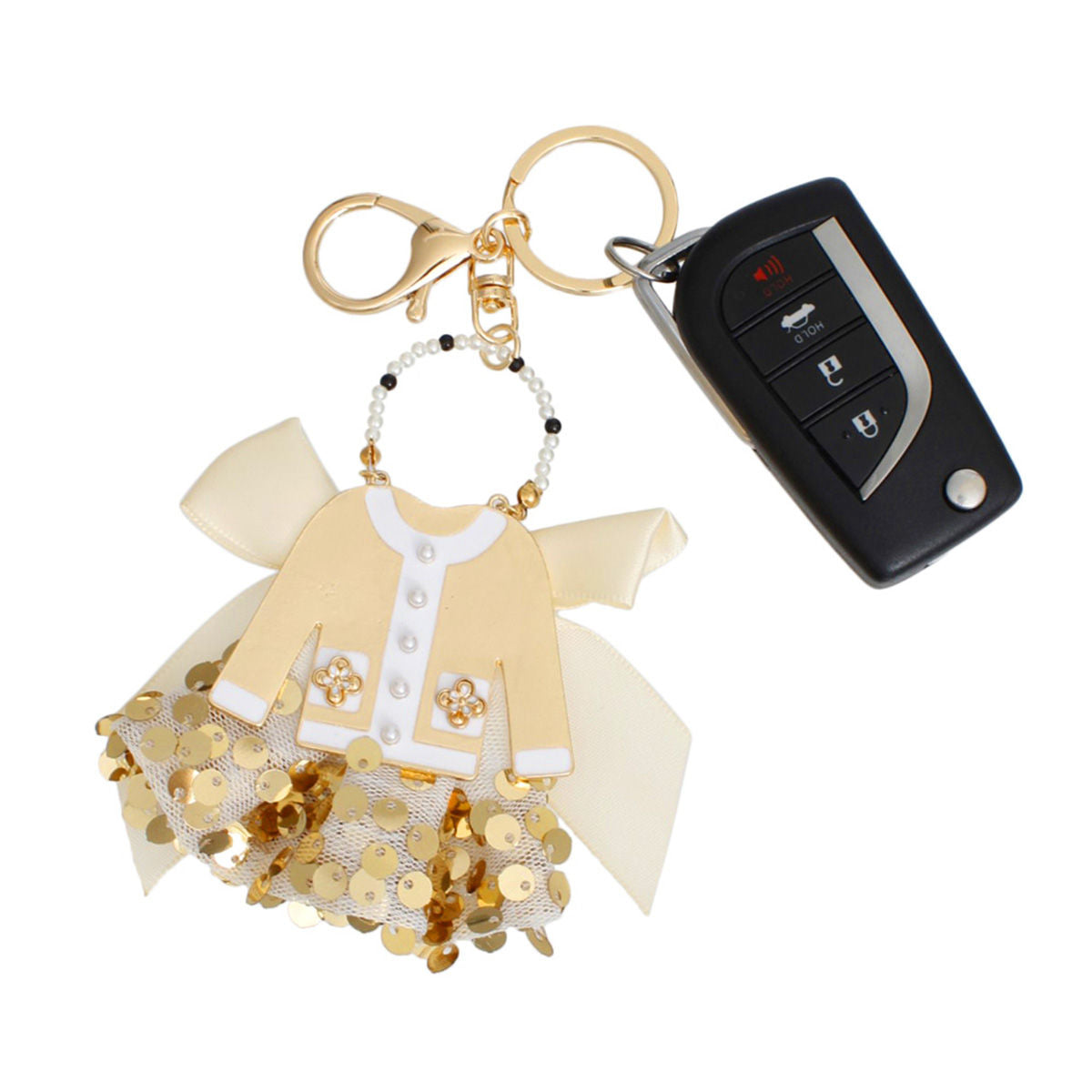 Keychain Luxe Camellia Couture White Sweater Clip - Premium Wholesale Fashion Accessories from Pinktown - Just $16! Shop now at chiquestyles