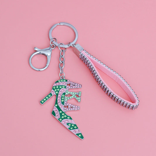 Keychain AKA Sorority Pink Green Heel for Women - Premium Wholesale Fashion Accessories from Pinktown - Just $16! Shop now at chiquestyles