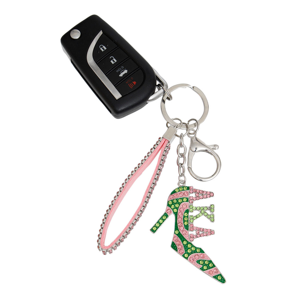 Keychain AKA Sorority Pink Green Heel for Women - Premium Wholesale Fashion Accessories from Pinktown - Just $16! Shop now at chiquestyles