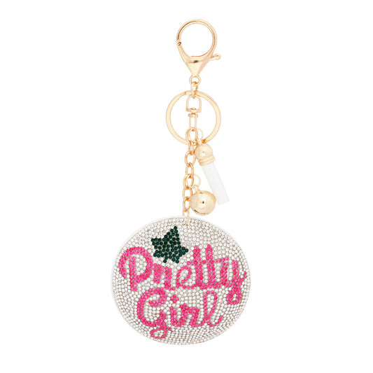 AKA Sorority Clear Pretty Girl Padded Keychain - Premium Wholesale Fashion Accessories from Pinktown - Just $12! Shop now at chiquestyles