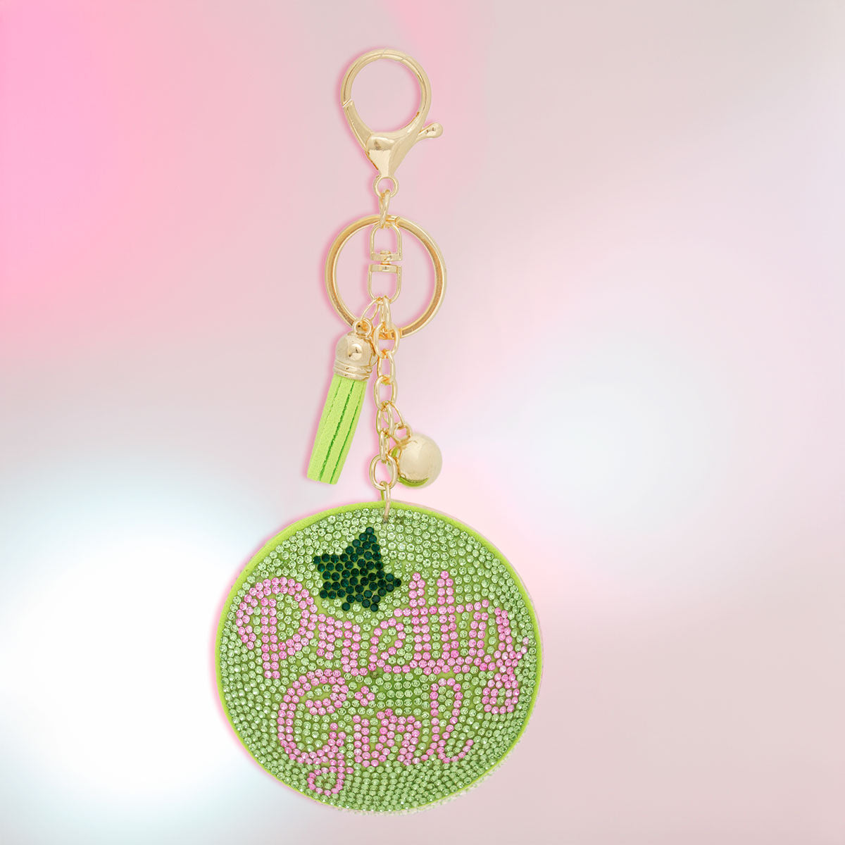 AKA Sorority Green Pretty Girl Padded Keychain - Premium Wholesale Fashion Accessories from Pinktown - Just $12! Shop now at chiquestyles