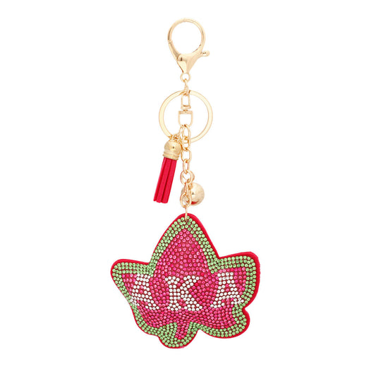 AKA Sorority Fuchsia Ivy Padded Keychain - Premium Wholesale Fashion Accessories from Pinktown - Just $12! Shop now at chiquestyles