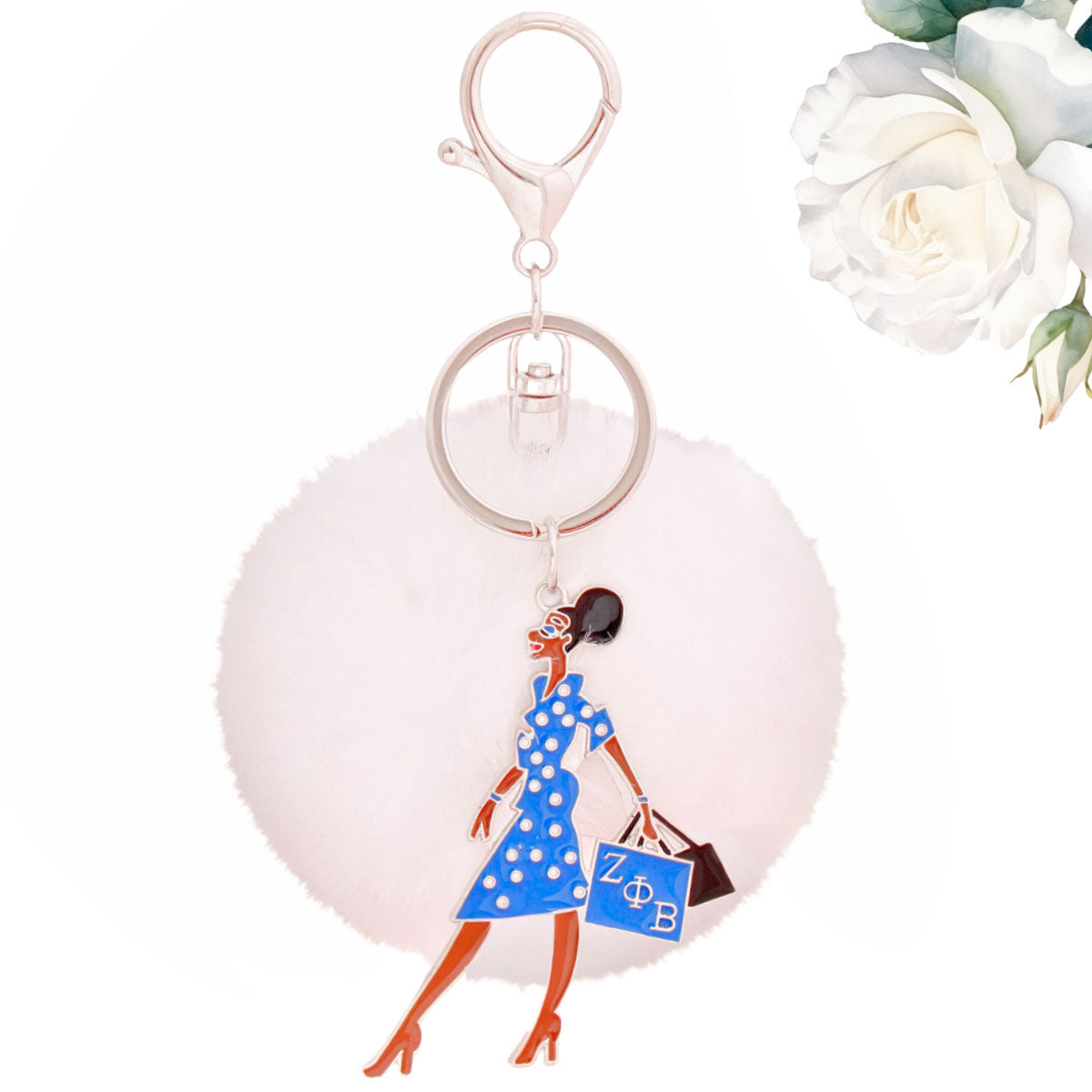 ZPB Sorority Glam Gal Pom Pom Keychain Women - Premium Zeta Phi Beta Paraphernalia from Pinktown - Just $17! Shop now at chiquestyles