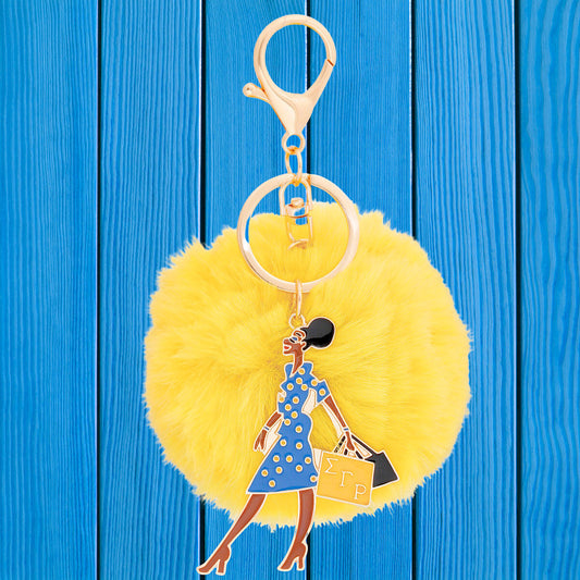 SGRHO Sorority Glam Gal Pom Pom Keychain Women - Premium Sigma Gamma Rho Paraphernalia from Pinktown - Just $17! Shop now at chiquestyles