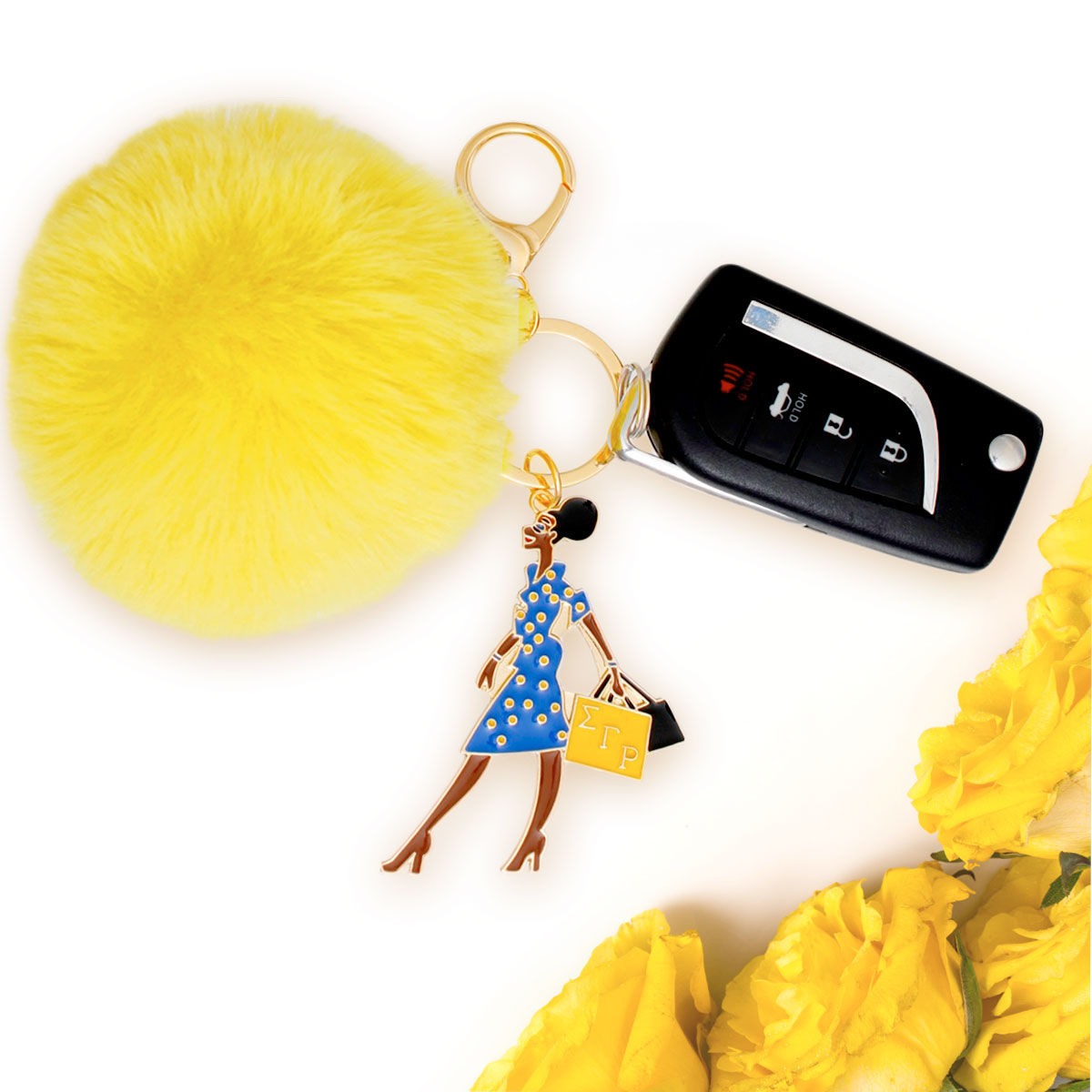 SGRHO Sorority Glam Gal Pom Pom Keychain Women - Premium Sigma Gamma Rho Paraphernalia from Pinktown - Just $17! Shop now at chiquestyles