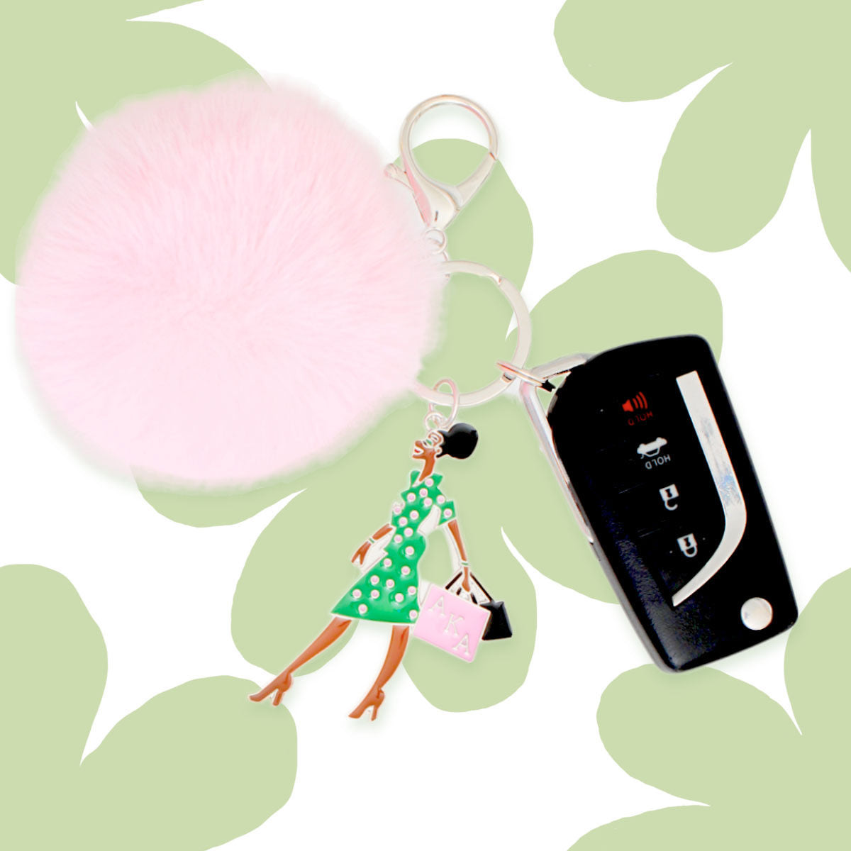 AKA Sorority Glam Gal Pom Pom Keychain Women - Premium AKA Sorority Paraphernalia from Pinktown - Just $17! Shop now at chiquestyles