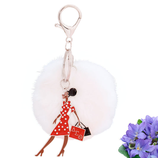 DST Sorority Glam Gal Pom Pom Keychain Women - Premium Authorized DST Vendor from Pinktown - Just $17! Shop now at chiquestyles