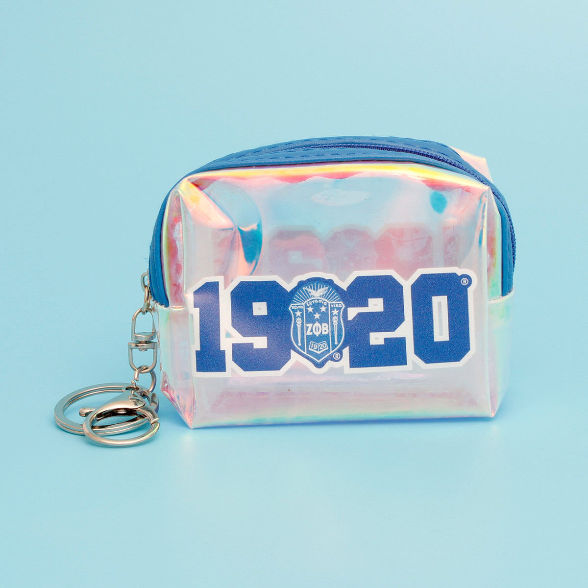 ZPB Sorority Iridescent Zipper Pouch Keychain Clip - Premium Zeta Phi Beta Paraphernalia from Pinktown - Just $10! Shop now at chiquestyles